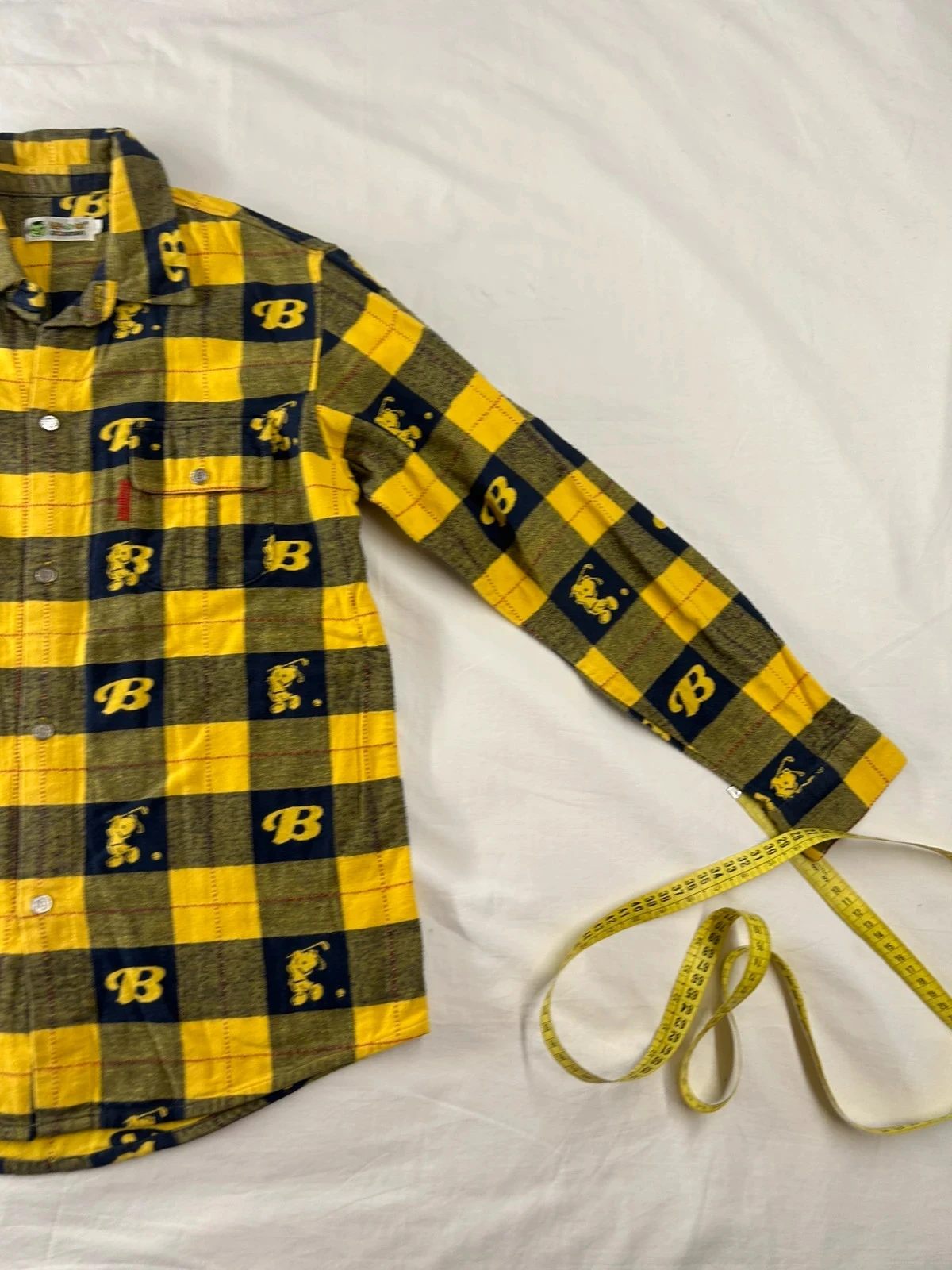 Camisa a cuadros vintage amarilla y azul marino – photo 3